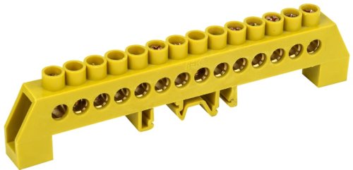 Шина изолированная тип "Стойка" IEK PE "земля" ШНИ-8х12-14-КС-Ж 14 групп желтый картинка 